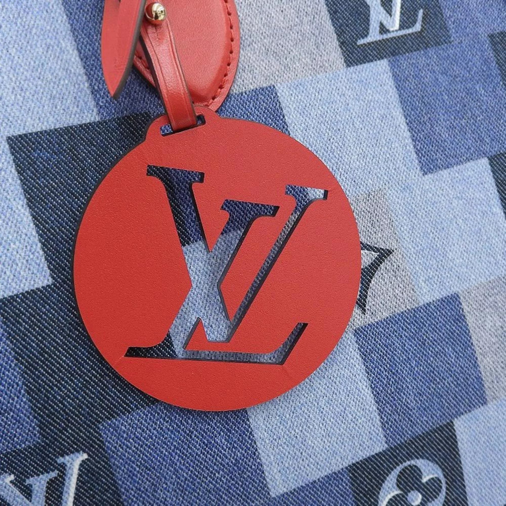 Louis Vuitton Monogram Denim on the Go GM 2WAY Bag Blue Red M44992 (New)-Designer For Days